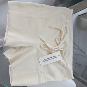 Cream Ribbed Drawstring Shorts